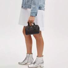 Coach Rowan系列手提包，带顶部提手，女士斜挎单肩包，皮革波士顿包 - 咖啡棕 - 查看 5