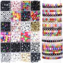Kit d'accessoires de perles de lettres DIY, convivial pour les débutants, jouet en perles pour la fabrication de bracelets et de colliers faits à la main, matériel de fabrication de bijoux, ensemble de perles et d'accessoires, emballé pour l'exportation
