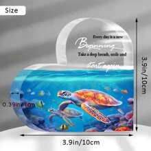 Aangepast acryl hartvormig raster, elke dag is een nieuw begin, adem diep, lach met inspirerende citaten, schildpad, tafelblad decor cadeau voor thuiskantoor