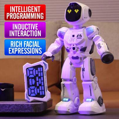 Large Smart EMO Robot RC Toys For Kids 5-7,Gesture Sensing Programmable Interactive Remote Control Robots For 8-12 With LED Eye Express For Boys 4-9 Years Old Birthday Gifts