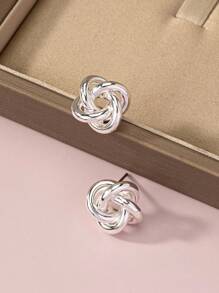 1對復古扭曲幾何鏈子流蘇耳環，適用於派對、假期和慶祝活動，作為女友禮物，時尚多用珠寶適合優雅女士 - 扭曲打結 - 查看 5