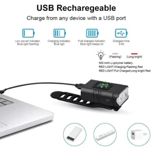 Mountain Bike Lights USB Rechargeable Bicycle T6 LED Torch Front Rear Lamp Set - Black - View 3