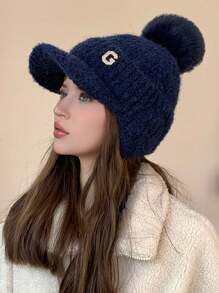 1pc Women's Winter Ear Warmer Plush Hat For Casual Outdoor Activities Like Cycling, Windproof, Thickened, Stylish And Versatile Baseball Cap With Fleece, Suitable For Daily Use - Multicolor - View 3