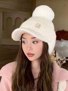 1pc Women's Winter Ear Warmer Plush Hat For Casual Outdoor Activities Like Cycling, Windproof, Thickened, Stylish And Versatile Baseball Cap With Fleece, Suitable For Daily Use - Multicolor - View 7