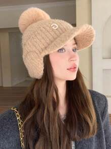 1pc Women's Winter Ear Warmer Plush Hat For Casual Outdoor Activities Like Cycling, Windproof, Thickened, Stylish And Versatile Baseball Cap With Fleece, Suitable For Daily Use - Multicolor - View 12