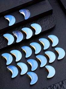 5/10/20pcs Opal Moon Curved Crescent Gemstones Polished Hole-Less Moon Crystal Decoration For DIY Jewelry Making- Perfect Cute Gift For Christmas And Birthday