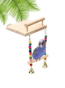 1 Stück / 2 Stück bunte Perlen Schaukel Holzständer Sitzstange Papagei Kau- und Kratzspielsachen, sortierter Blumen Acryl Glocken Deko, geeignet für Vögel in allen Jahreszeiten