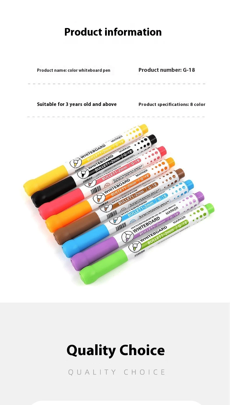 8pcs Colorful Whiteboard Markers, Erasable Drawing Pen, Easy Wipe