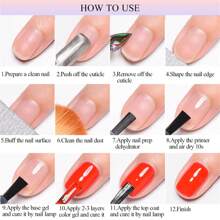 5pcs Gel Nail Polish Set 7ml Acrylic No-Acid Primer Nail Prep Dehydrator Nail Art Set No Need Of UV LED Lamp With Gel Base And Top Coat , Matte Top Coat Gel Polish Set, Scrub Brightening Effect Seal For Gel Nails And Gel Nail Polish Gel Nail Degreaser , Soak Off UV LED Gel Nail Polish Manicure Kit Nail Supplies Nail Art DIY Home Salon Gift For Women - 彩色 - 查看 10