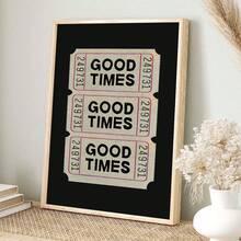 1pc Canvas Wall Art Easy To Hang Art New Style Art Print Poster Retro Good Times Ticket Print Black And White Canvas Wall Art Retro New Style Avant-Garde Girly Decor Living Room Bedroom Gallery (With Frame) - Multicolor - View 12