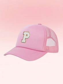 1pc Kids' 26-Letter Alphabet Pattern Trucker Cap, Fashionable And Versatile Casual Hat, Suitable For Girls' Back To School Daily Wear