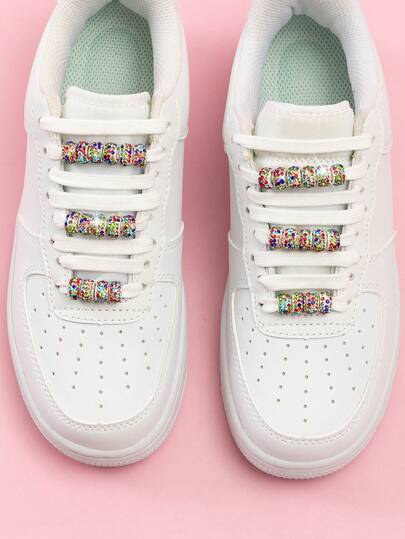 30pcs Beaded Shoelaces DIY, Metal Material Decorated With Rhinestones, Creative Shoe Buckle Colorful Diamonds, Shiny Shoe Decorations