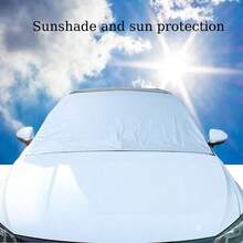 Summer Car Magnetic Front Windshield Sunshade, Silver Coated Fabric Sunscreen Blocker For Car Front Windshield - Black+Silver - View 2