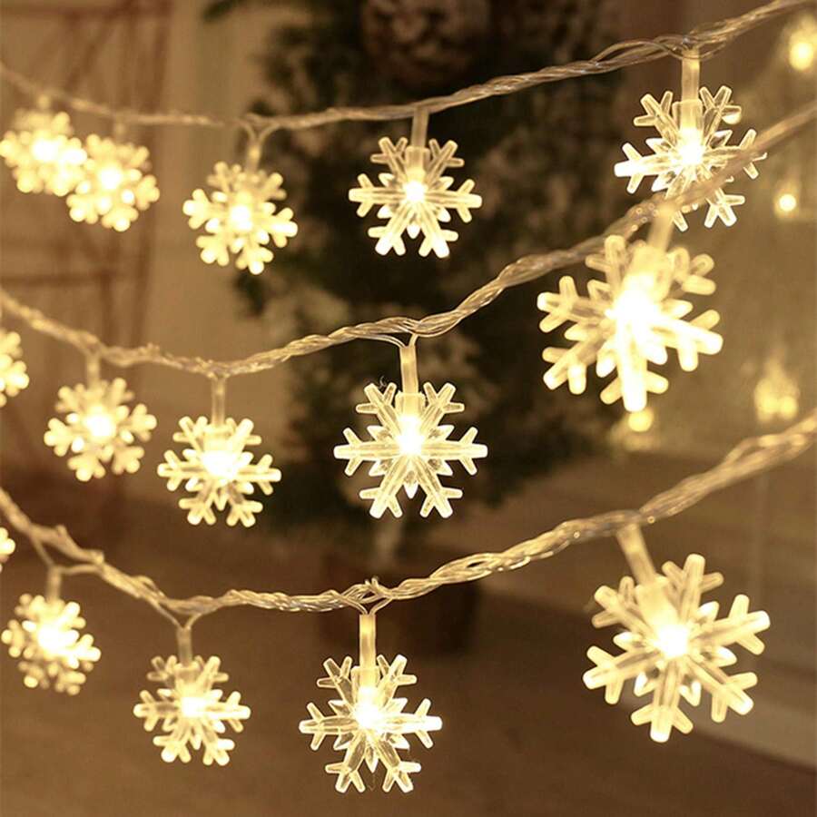 Christmas Lights Multicolor  Multi Colored Snowflake String Lights Battery Operated Colorful Fairy Light For Bedroom Party Home Xmas Decor Christmas Tree Decorations - Multicolor - View 1