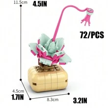 Cute Style Assembly Building Blocks Bouquet Of Orchids, Tulips, Roses Handmade Artificial Potted Succulent Plants Puzzle Toy For Women, Festival, Creative Desktop Decoration Gift Room Decoration - Building Block Succulent Potted Plants - View 32