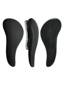1 Multi-Functional Comb Suitable For Various Shapes, Dry And Wet Dual-Purpose Brush, Massage Hair Brush, Salon Household Wide Toothed Comb, Curling Stick, Black Comb - Multicolor - View 3