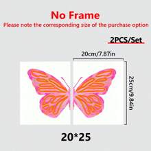 2 SZTUK/ZESTAW Styl Płótno Wall Art Łatwe do powieszenia Różowy motyl Wall Art Canvas Wystrój wnętrz Plakat na ścianę Estetyczny plakat Akwarela Motyl Art Różowy Modny wystrój wnętrz Dziewczyna Plakat na ścianę Estetyczny druk artystyczny (w ramce)