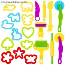 Clay Tools - 20pcs Children's Clay Tool Kit, Includes Various Shaped Clay Cutters And Rollers (Random Colors, Patterns And Styles)