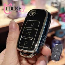 Key Fob Shell Case Cover For VW Jetta Passat Beetle Rabbit GTI CC EOS Amarok Golf 4 5 6 MK4 Polo MK7 Smart Key Protector Holder Car Accessories Bag Charm