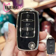 Key Fob Shell Case Cover For VW Jetta Passat Beetle Rabbit GTI CC EOS Amarok Golf 4 5 6 MK4 Polo MK7 Smart Key Protector Holder Car Accessories Bag Charm
