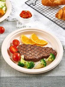 10/25/125pcs, Diameter 25.8cm, 10 Inch Microwave Sugarcane Pulp Party Paper Tray, Natural Color Non Bleached Compostable Paper Tray,Suitable For Picnics, Parties Daily Gatherings, Showers Dinners Various Gatherings Paper Tray - Multicolor - View 7