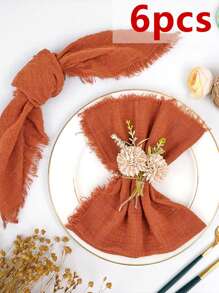 6/12pcs Minimalist Fresh Linen Napkins, Skin-Friendly Absorbent, Suitable For Party, Wedding, Restaurant, Dining Table Decor, Breathable & Lightweight