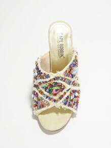 Women's  Multi Colored Gem Embellished Heeled Mules - Single Round Toe Mule High Heel For Casual Parties - 彩色 - 查看 4