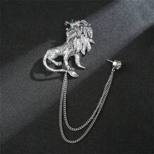 1 peça Broche em forma de ave de rapina feroz (morcego, lobo, águia) em estilo retrô dourado/prateado para terno masculino