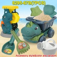 Toddler Beach Toy Set With Mesh Bag, Includes Shovel, Construction Vehicles, Animal & Dinosaur Molds, Ideal Outdoor Travel Toy Gift (Accessory Style And Color Random) - Multicolor - View 14