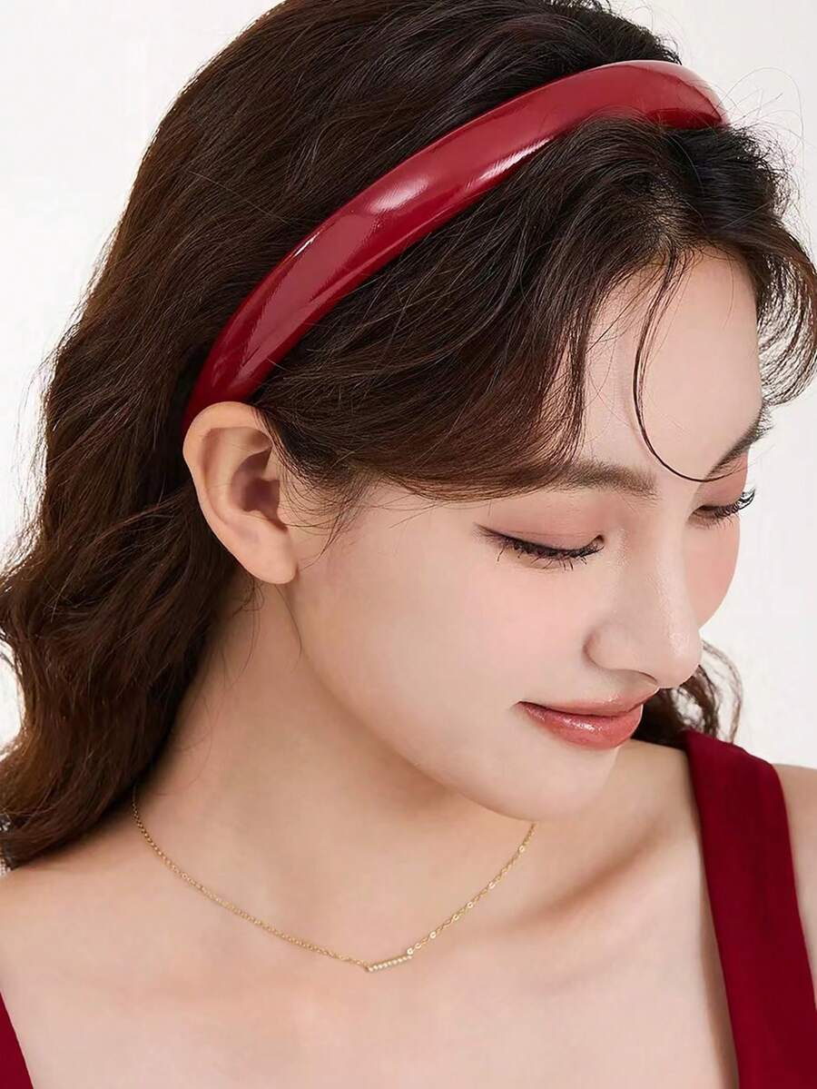 1 Pieza Diadema color vino tinto, accesorio de pelo vintage elegante para un aspecto sencillo y sofisticado Tiaras, para volver a la escuela - Multicolor - Ver 1