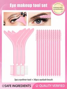 403入組多功能眼妝工具，眉刀，矽膠眼線輔助工具，睫毛刷，眼線刷，眼影刷，眼線輔助工具配有睫毛刷和眉毛梳，睫毛化妝工具套裝，新手化妝的理想選擇，可重複使用的矽膠眼線工具，適用於眼睛/睫毛/眉毛/唇部，女性化妝配件。 - 彩色 - 查看 58