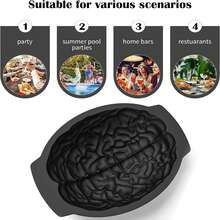 1 个，硅胶大脑模具 - 逼真的人脑蛋糕模具，3.2 英寸深，大容量，带支撑底座，加厚材质，适用于万圣节软糖巧克力果冻布丁，创意 DIY 烘焙风琴模具万圣节装饰万圣节派对礼物万圣节派对用品万圣节万圣节装饰万圣节装饰品万圣节家居万圣节派对万圣节派对 - 彩色 - 查看 6