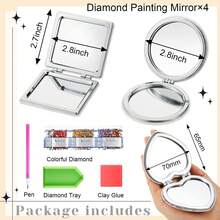 1pc/Set DIY Mandala Diamond Art Mirror Compact PU Leather Cover Portable Folding Diamond Art Painting Compact Mirror For Women Flowers Diamond Painting Mirror Kits For Adults - Multicolor - View 3