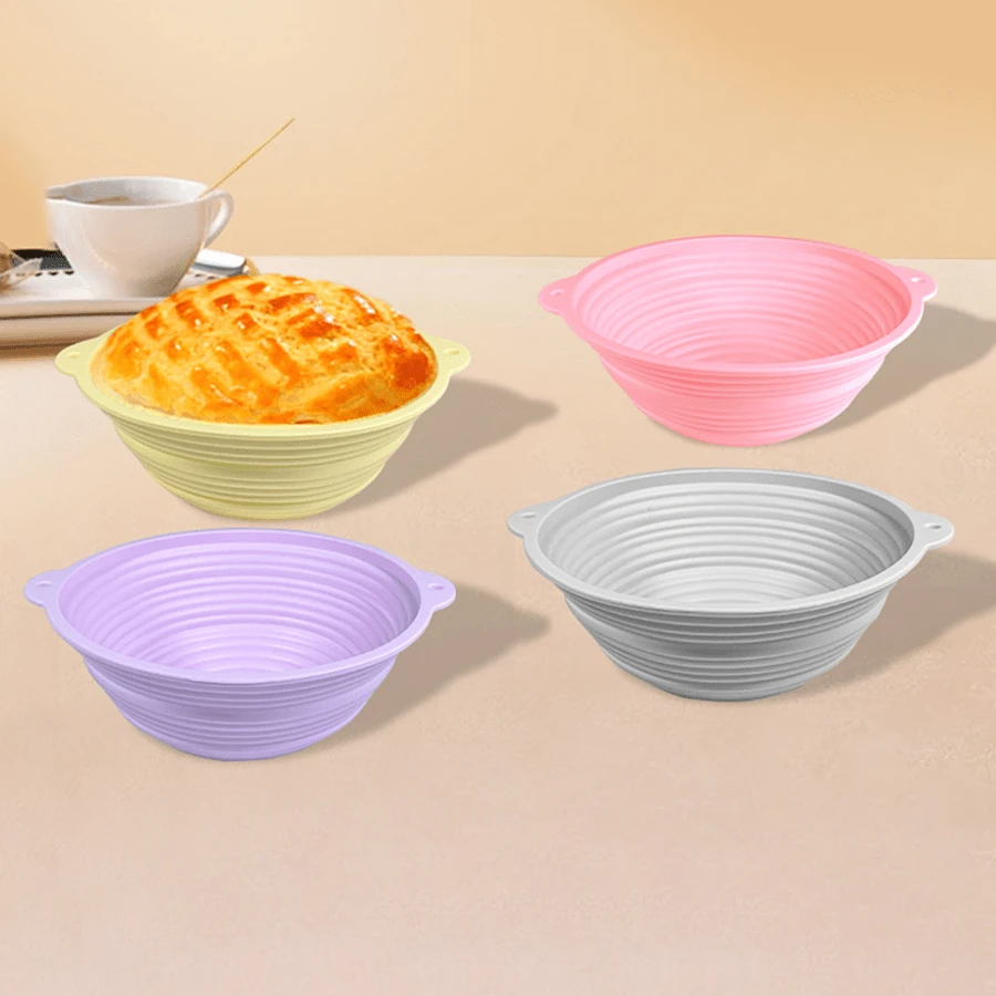 1pc Silicone Toast Baking Tray, Foldable Bread Baking Tool, High Temperature Resistant Fermentation Basket Mold, 4 Color Options - Multicolor - View 1