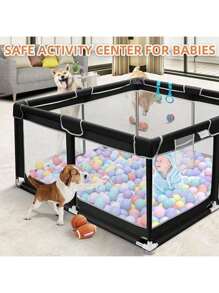 Chuồng chơi cho bé, Chuồng chơi chắc chắn và an toàn với lưới thoáng khí mềm mại, Hàng rào cho bé trong nhà và ngoài trời, Chuồng chơi di động cho trẻ sơ sinh và trẻ mới biết đi, Quà tặng sinh nhật//Năm mới/Đông/Cuối năm cho phụ nữ/nam giới - màu đen - Xem 5