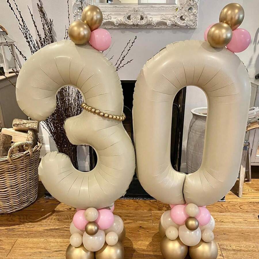 40-Inch Digital Balloon Birthday Anniversary Party Decoration Aluminum Foil Balloon For Birthday Party Decoration,Christmas - Cream - View 1
