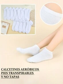 Paquete De 12 Pares Calcetines Tobilleros Unicolor Para Mujer,Calcetines Invisibles Casuales Cómodos Y Transpirables, Adecuados Para Uso Diario - Blanco - Ver 5