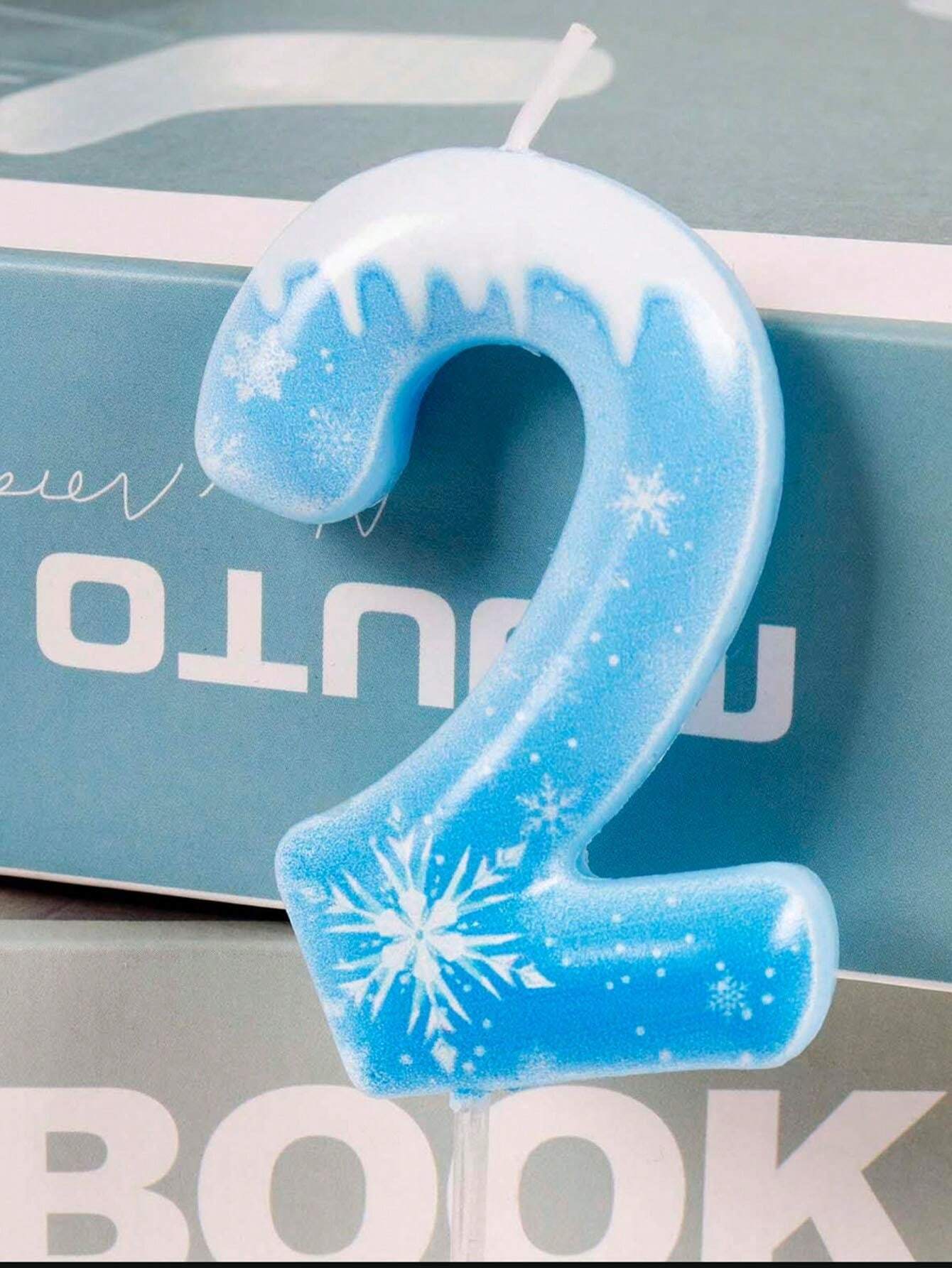 1pc Blue Snowflake Numbered 0-9 Birthday Anniversary Cake Decoration