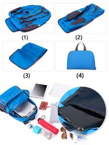 1pc Customized Portable Foldable Backpack Personal Tailor Name Custom Initials A To Z Pattern Pattern Lightweight Waterproof Climbing Bag For Men For Women Unisex Hiking Backpacks For Outdoor Mountaineering Sports Run Daypack Organizer Bag Camping Personalized Hiking Bag - Blue - View 4