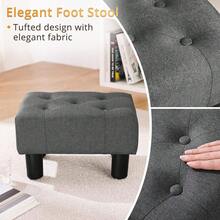 9''H Small Foot Stool Ottoman, Fabric Tufted Footrest With Plastic Legs,  Rectangle Foot Stools For Adults With Non-Slip Pads - Grey - View 3