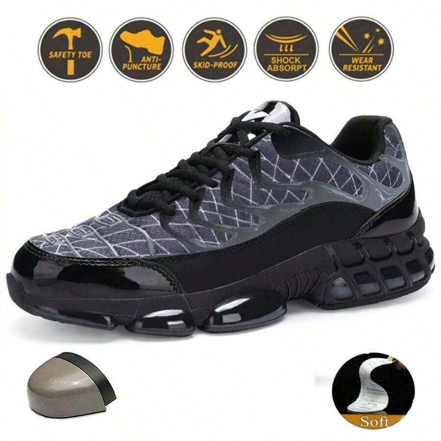 Steel Toe Shoes For Men Indestructible Work Shoes Lightweight Steel Toe Sneakers Men Non Slip Safety Shoes Puncture Proof Composite Toe Shoes - 深灰色 - 查看 1