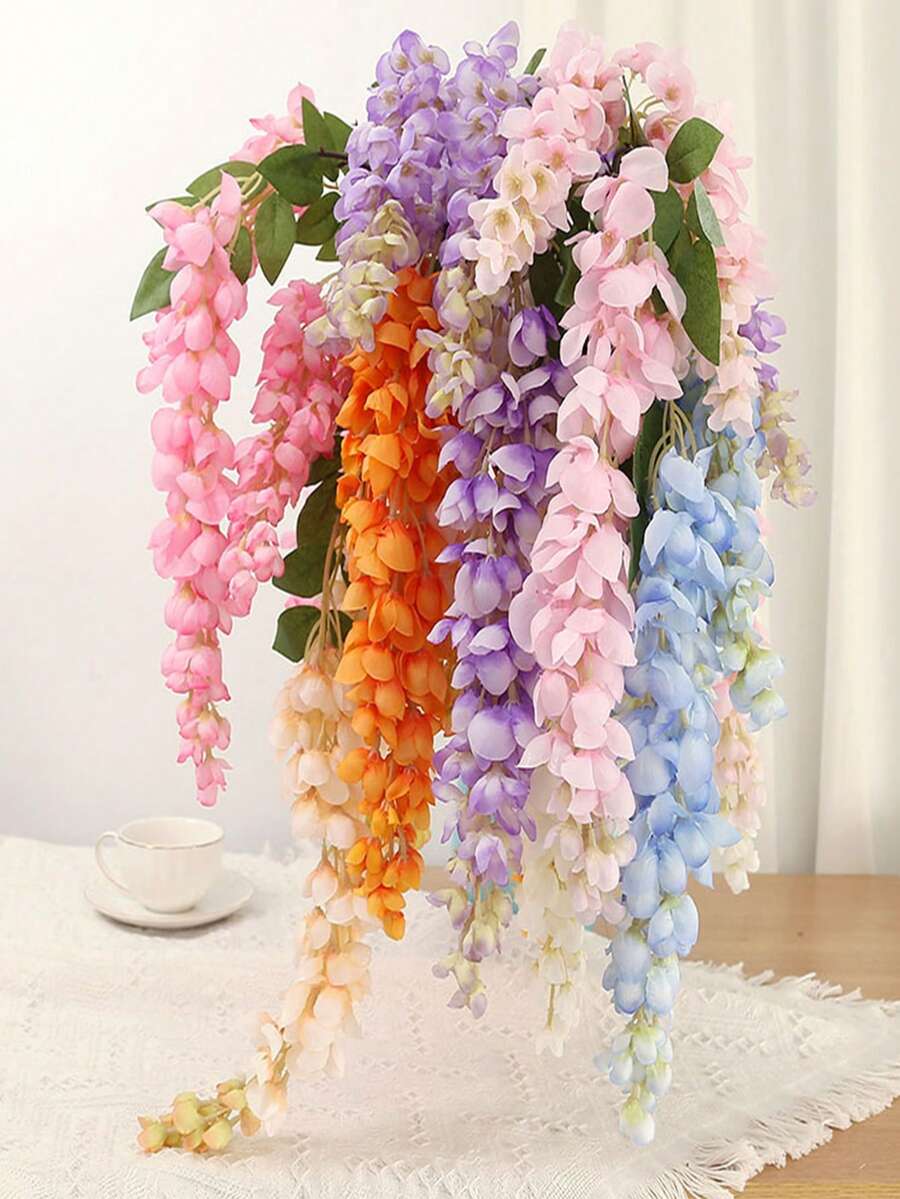 1入組人造藤蔓花，仿真絲綢藤蔓花，仿真絲綢模擬槭花花環，假藤蔓花掛著盆裝飾，適用於家居裝飾、派對、地面花瓶、陽台、婚禮佈置裝飾