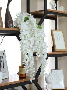 1入組人造藤蔓花，仿真絲綢藤蔓花，仿真絲綢模擬槭花花環，假藤蔓花掛著盆裝飾，適用於家居裝飾、派對、地面花瓶、陽台、婚禮佈置裝飾 - 紫藤花 - 查看 5