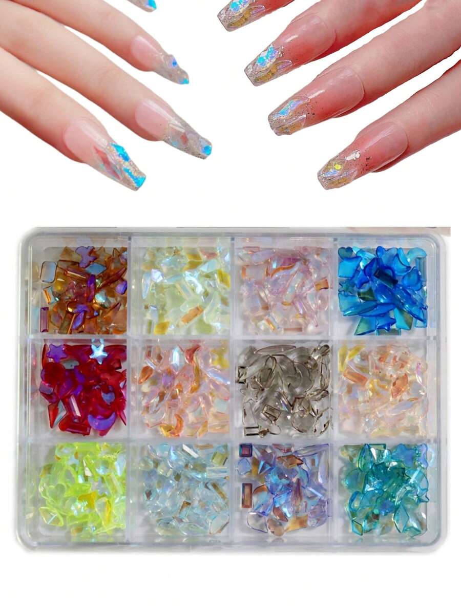 2024 New Nail Art Accessories, Ins Aurora & Colorful Flower Epoxy Shaped Rhinestone Set - Multicolor - View 1