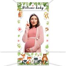 1入組照片道具，窗簾門橫幅，相框照片道具，叢林動物風格派對裝飾用品，生日派對、節日活動裝飾用照片道具 - 彩色 - 查看 4