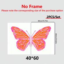 2 SZTUK/ZESTAW Styl Płótno Wall Art Łatwe do powieszenia Różowy motyl Wall Art Canvas Wystrój wnętrz Plakat na ścianę Estetyczny plakat Akwarela Motyl Art Różowy Modny wystrój wnętrz Dziewczyna Plakat na ścianę Estetyczny druk artystyczny (w ramce)