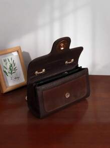 Bolsa de Ombro Retrô Elegante para Mulheres, Bolsa Transversal com Corrente, Textura com Padrão de Lichia, Bolsa Pequena para Celular, Bolsa Inspirada no Estilo Retrô para Mulheres