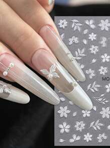 5 piezas de Pegatinas de uñas con bordados de estilo retro chino, decoración de uñas, nuevas pegatinas de uñas 3D de dibujos animados lindos, adecuadas para uso diario, fiestas y reuniones
