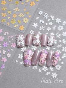 5 piezas de Pegatinas de uñas con bordados de estilo retro chino, decoración de uñas, nuevas pegatinas de uñas 3D de dibujos animados lindos, adecuadas para uso diario, fiestas y reuniones