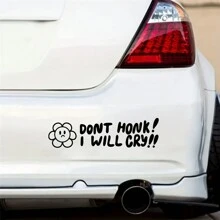 Don't Honk! I'll Cry Funny Bumper Sticker - Car Decal - Cute Car Accessory - Letter Print - Glass Surface - Self-Adhesive - Single Use - Fantasy Theme - Asymmetric Shape - Matte Finish - Multicolor - View 4